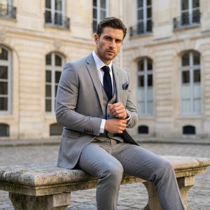 IM47 - Men's 3 Piece Grey Tailored Fit Suit-TruClothing
