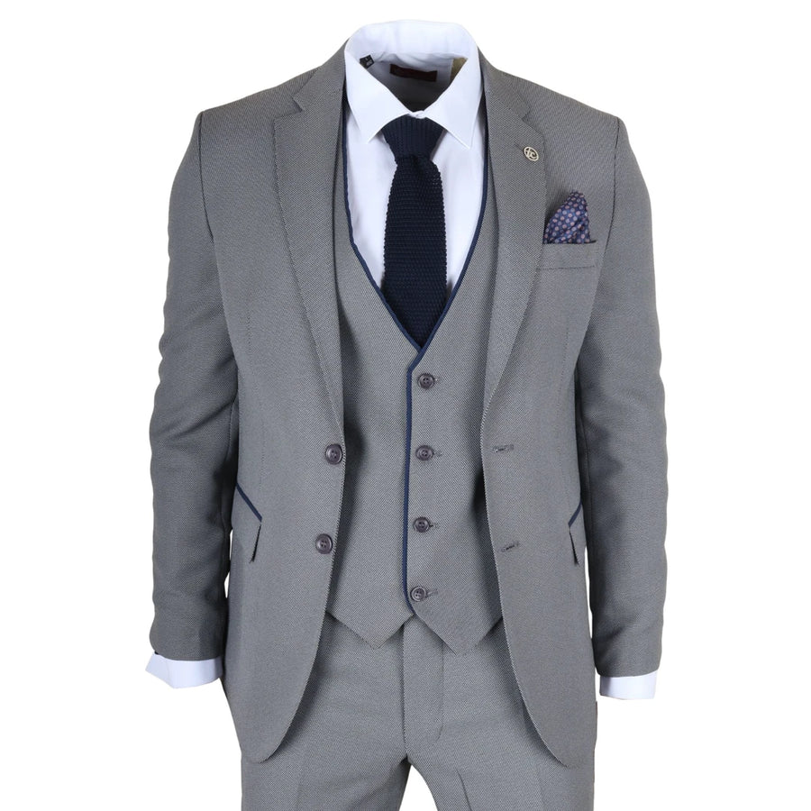 IM47 - Men's 3 Piece Grey Tailored Fit Suit-TruClothing