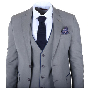 IM47 - Men's 3 Piece Grey Tailored Fit Suit-TruClothing