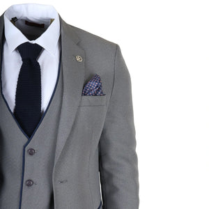IM47 - Men's 3 Piece Grey Tailored Fit Suit-TruClothing