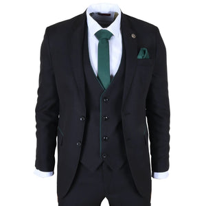 IM48 - Men's 3 Piece Black Tailored Fit Suit-TruClothing