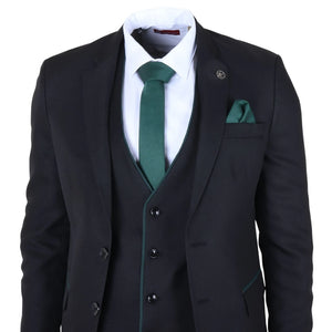 IM48 - Men's 3 Piece Black Tailored Fit Suit-TruClothing