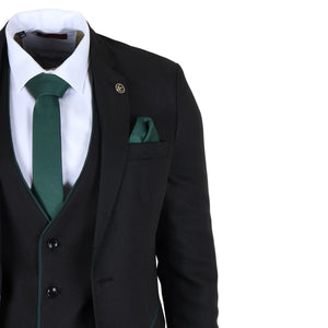 IM48 - Men's 3 Piece Black Tailored Fit Suit-TruClothing