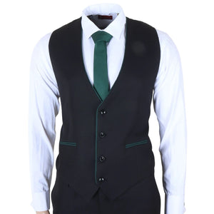 IM48 - Men's 3 Piece Black Tailored Fit Suit-TruClothing