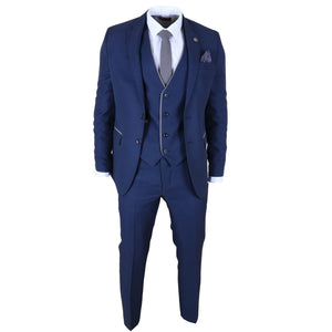 IM49 - Men's 3 Piece Blue Tailored Fit Suit-TruClothing