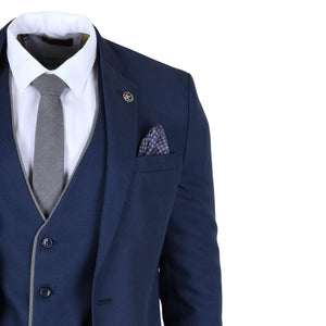 IM49 - Men's 3 Piece Blue Tailored Fit Suit-TruClothing