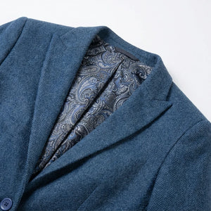 IMW-01 - Women's Blue Tweed Herringbone Blazer Waistcoat-TruClothing
