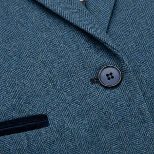 IMW-01 - Women's Blue Tweed Herringbone Blazer Waistcoat-TruClothing
