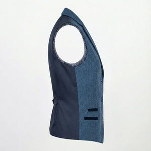 IMW-01 - Women's Blue Tweed Herringbone Blazer Waistcoat-TruClothing