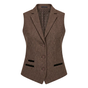 IMW-02 - Women's Oak Tweed Herringbone Blazer Waistcoat-TruClothing