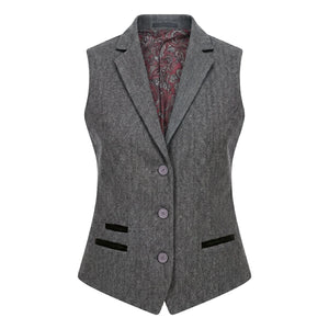 IMW-03 - Women's Grey Tweed Herringbone Blazer Waistcoat-TruClothing
