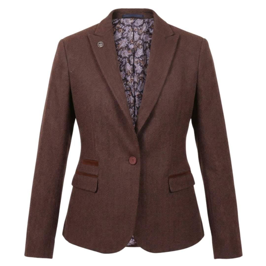IMW-04 - Women's Brown Tweed Herringbone Blazer Waistcoat-TruClothing