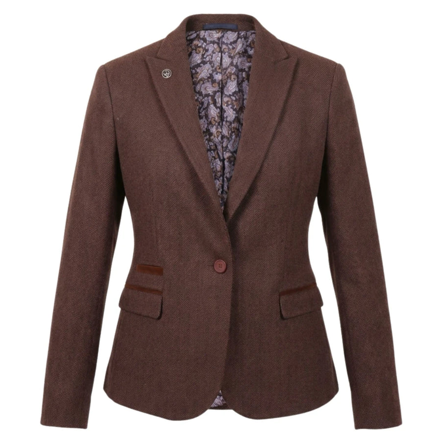 IMW-04 - Women's Brown Tweed Herringbone Blazer Waistcoat-TruClothing