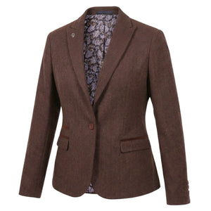 IMW-04 - Women's Brown Tweed Herringbone Blazer Waistcoat-TruClothing