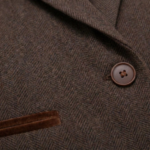 IMW-04 - Women's Brown Tweed Herringbone Blazer Waistcoat-TruClothing