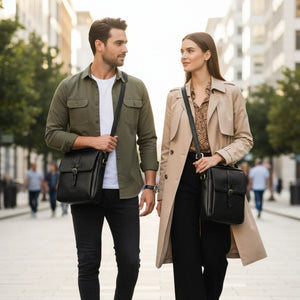 Ashby - Petit sac messager en cuir véritable porté en bandoulière - Noir - Infinity Leather - 8
