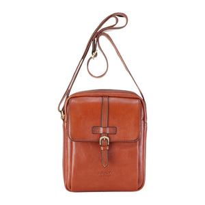 Ashby - Petit sac messager en cuir véritable porté en bandoulière - Marron clair - Infinity Leather - 1
