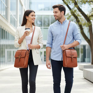 Ashby - Petit sac messager en cuir véritable porté en bandoulière - Marron clair - Infinity Leather - 2