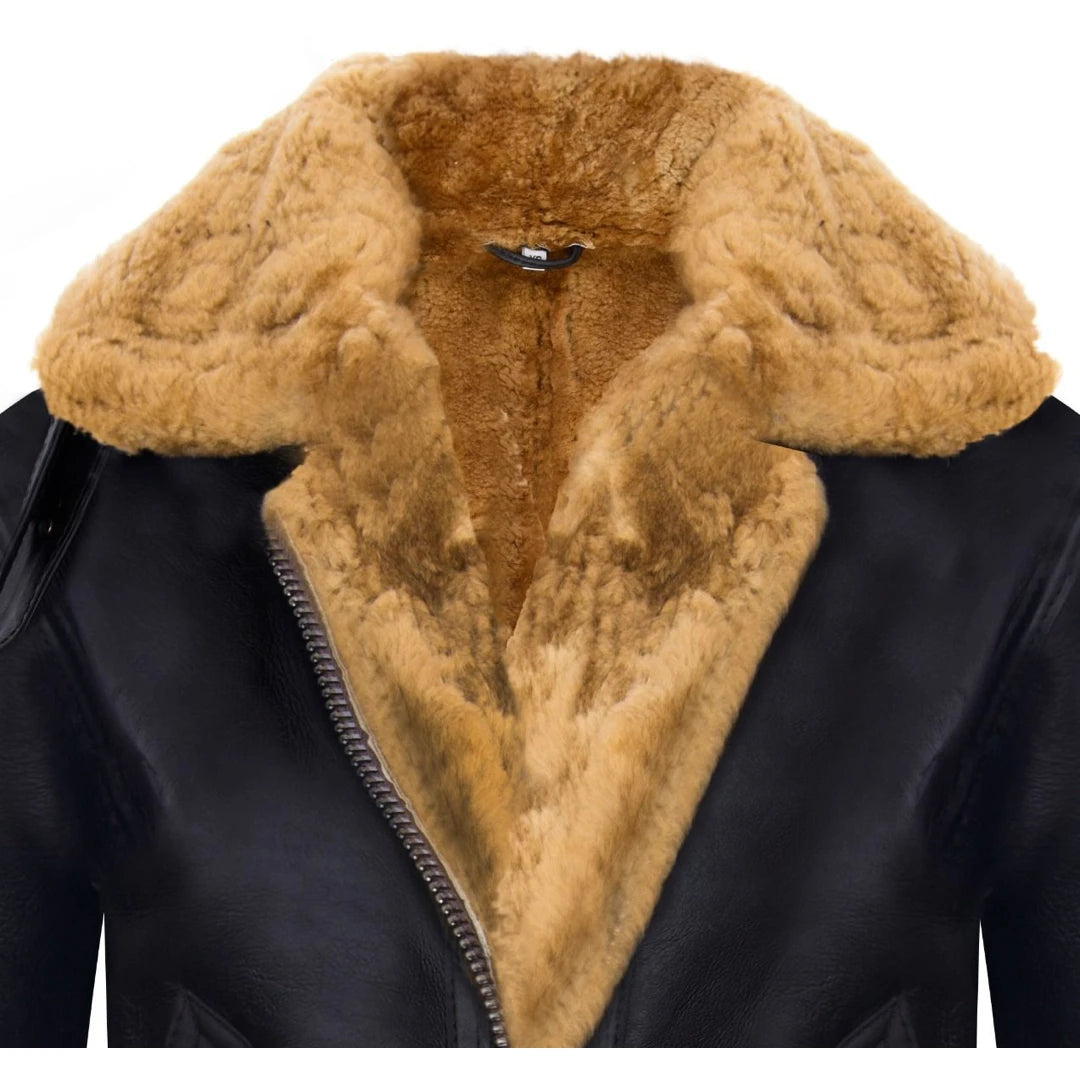 Women's Aviator New Ginger Women's Hooded Shearling Sheepskin Leather Jacket