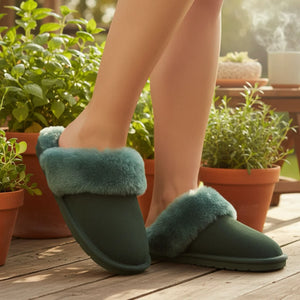 Luna - Women's Sheepskin Suede Mule Slippers-TruClothing
