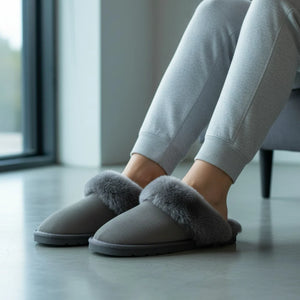 Luna - Women's Sheepskin Suede Mule Slippers-TruClothing