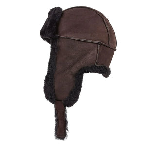 Men's RAF Aviator Suede Sheepskin B-55 Leather Navigator Hat-TruClothing