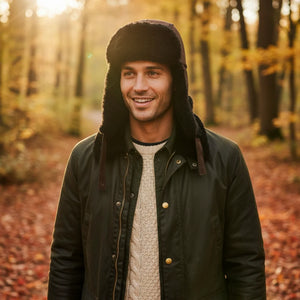 Men's RAF Aviator Suede Sheepskin B-55 Leather Navigator Hat-TruClothing