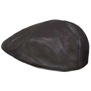 Men's Real Leather Ivy Newsboy Peaked Flat Cap-TruClothing