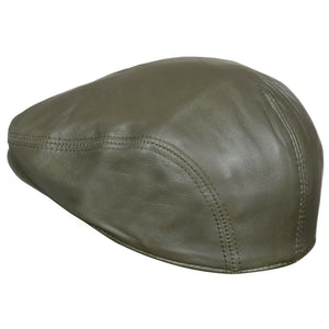 Men's Real Leather Ivy Newsboy Peaked Flat Cap-TruClothing