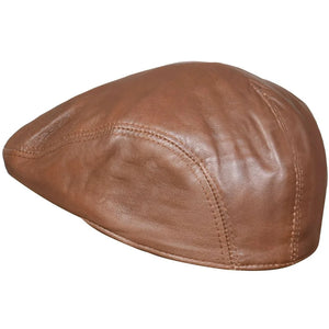 Men's Real Leather Ivy Newsboy Peaked Flat Cap-TruClothing