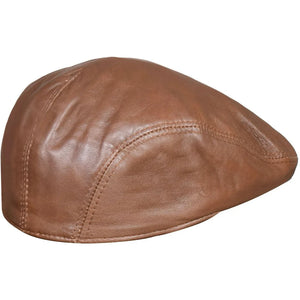 Men's Real Leather Ivy Newsboy Peaked Flat Cap-TruClothing