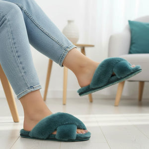 Snowbelle - Women's Genuine Sheepskin Crossover Slippers-TruClothing