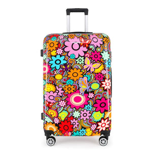 Hard Shell Suitcase Flower Heart Printed Luggage Travel Bag-TruClothing