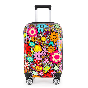 Hard Shell Suitcase Flower Heart Printed Luggage Travel Bag-TruClothing