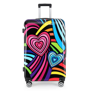 Hard Shell Suitcase Flower Heart Printed Luggage Travel Bag-TruClothing