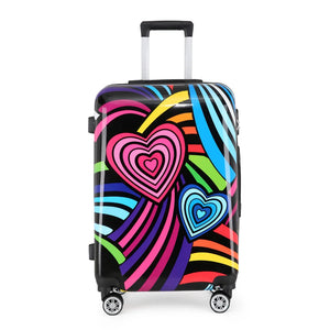 Hard Shell Suitcase Flower Heart Printed Luggage Travel Bag-TruClothing