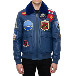 Men's Cowhide Top Gun Maverick Leather Aviator Bomber Jacket-TruClothing