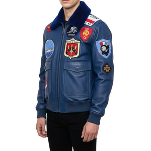 Men's Cowhide Top Gun Maverick Leather Aviator Bomber Jacket-TruClothing