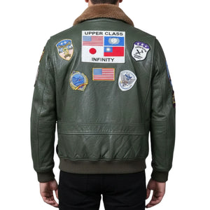 Men's Cowhide Top Gun Maverick Leather Aviator Bomber Jacket-TruClothing