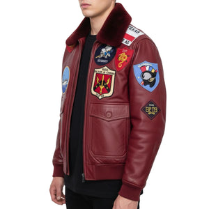 Men's Cowhide Top Gun Maverick Leather Aviator Bomber Jacket-TruClothing