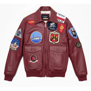 Men's Cowhide Top Gun Maverick Leather Aviator Bomber Jacket-TruClothing