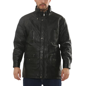 Men's Lambskin Leather Mid Length Jacket-TruClothing