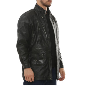 Men's Lambskin Leather Mid Length Jacket-TruClothing