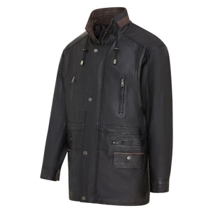 Men's Lambskin Leather Mid Length Jacket-TruClothing