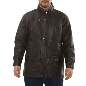Men's Lambskin Leather Mid Length Jacket-TruClothing