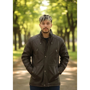 Men's Lambskin Leather Mid Length Jacket-TruClothing