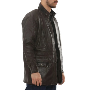 Men's Lambskin Leather Mid Length Jacket-TruClothing