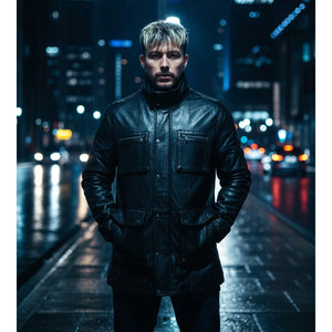 Men's Lambskin Leather Stand Collar Field Jacket-TruClothing