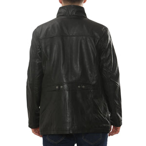 Men's Lambskin Leather Stand Collar Field Jacket-TruClothing