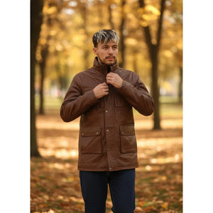 Men's Lambskin Leather Stand Collar Field Jacket-TruClothing